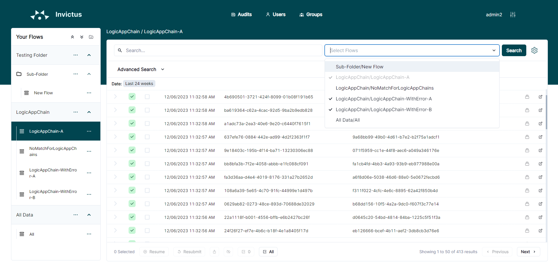 Select flows dropdown multi-select
